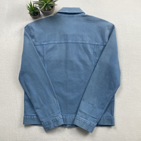 BLDWN Druid Woven Striped Collared Long Sleeve Button Up Jacket (Vintage Indigo) - Picture 2 of 16